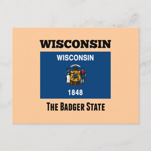 Vlag van Wisconsin, de deelstaat Badger Briefkaart (Voorkant)