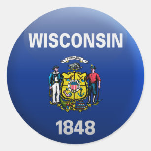 Vlag van Wisconsin Ronde Sticker