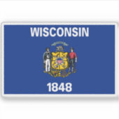 Vlag van Wisconsin Sticker (Voorkant)