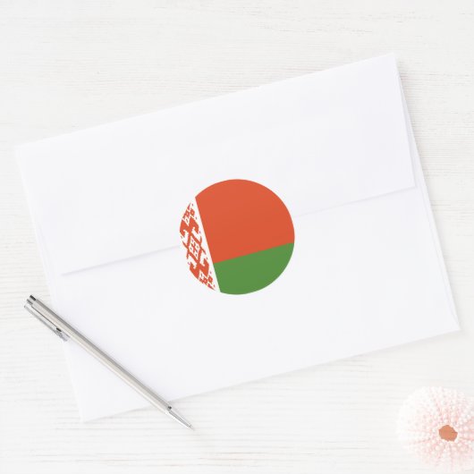Vlag van Wit-Rusland Totale Afdekking Ronde Sticker (Envelop)