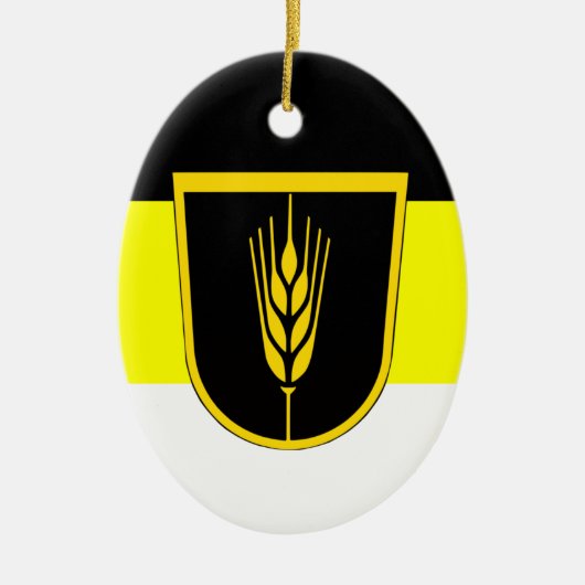 Vlag van Wolgadeutsche (zwart-gele/witte versie) Keramisch Ornament (Voorkant)