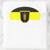 Vlag van Wolgadeutsche (zwart-gele/witte versie) Ovale Sticker (Tas)