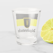 Vlag van Wolgadeutsche (zwart-gele/witte versie) Shot Glas (Achterkant)