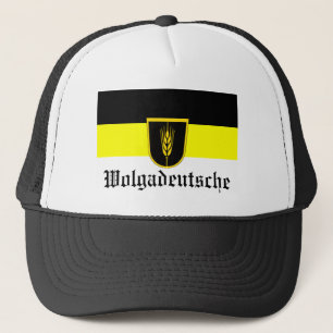 Vlag van Wolgadeutsche (zwart-gele/witte versie) Trucker Pet