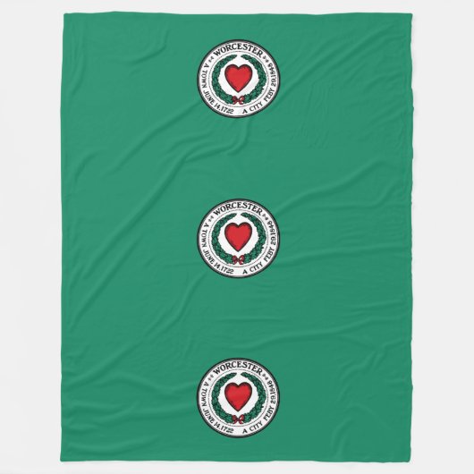 Vlag van Worcester, Massachusetts Fleece Dekbed Deken (Voorkant)
