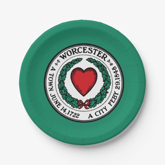 Vlag van Worcester, Massachusetts Papieren Bordje (Voorkant)
