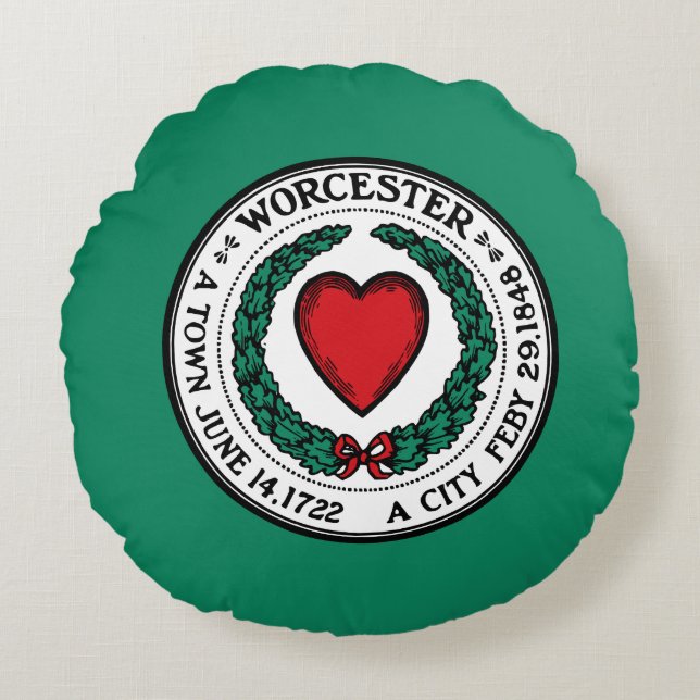 Vlag van Worcester, Massachusetts Round Pillow Rond Kussen (Voorkant)