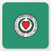 Vlag van Worcester, Massachusetts Square Paper Coa Kartonnen Onderzetters (Voorkant)