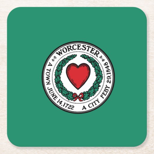 Vlag van Worcester, Massachusetts Square Paper Coa Kartonnen Onderzetters (Voorkant)