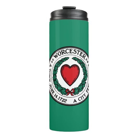 Vlag van Worcester, Massachusetts Thermal Tumbler Thermosbeker (Voorkant)