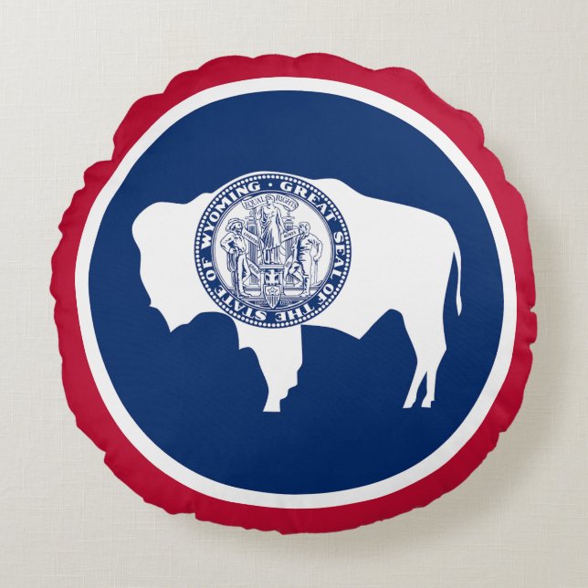 Vlag van Wyoming Rond Kussen (Voorkant)