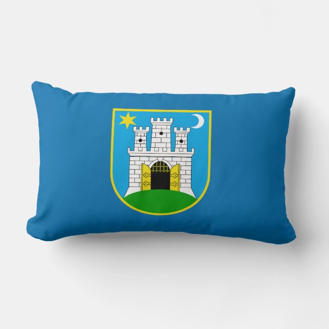Vlag van Zagreb, Kroatië Lumbar Pillow Kussen (Voorkant)