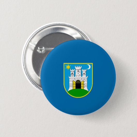 Vlag van Zagreb, Kroatië Pinback Button (Voorkant /achterkant)