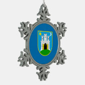 Vlag van Zagreb, Kroatië Snowflake Pewter Kerstmis Tin Sneeuwvlok Ornament (Links)
