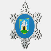 Vlag van Zagreb, Kroatië Snowflake Pewter Kerstmis Tin Sneeuwvlok Ornament (Rechts)