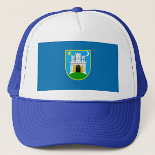 Vlag van Zagreb, Kroatië Trucker Hat Trucker Pet