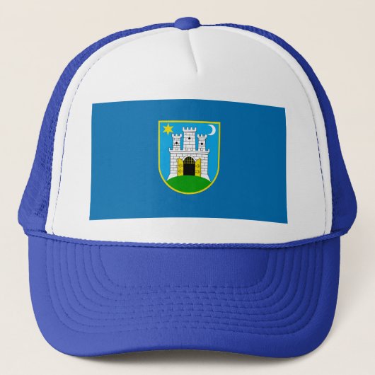 Vlag van Zagreb, Kroatië Trucker Hat Trucker Pet (Voorkant)