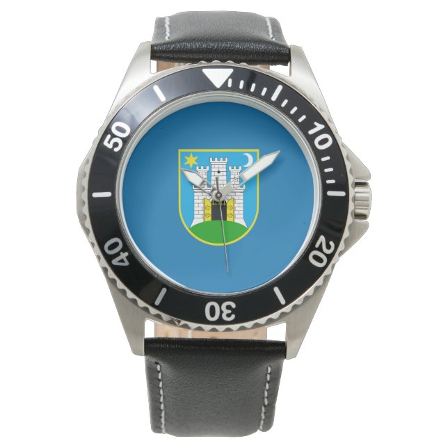 Vlag van Zagreb, Kroatië Wrist Watch Horloge (Voorkant)
