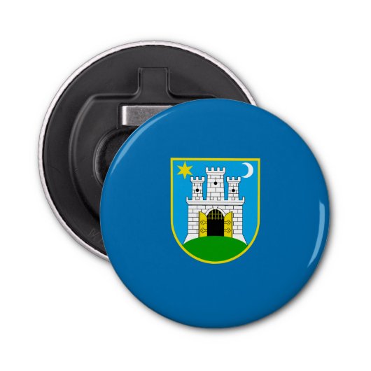 Vlag van Zagreb, Kroatische bottelopener Button Flesopener (Voorkant)