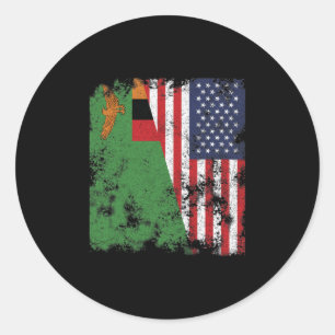 Vlag van Zambia Verenigde Staten - half Amerikaans Ronde Sticker