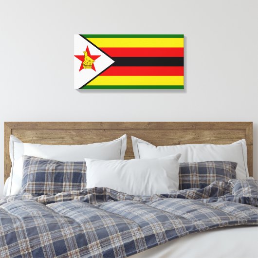 Vlag van Zimbabwe Canvas Afdruk (Insitu (Slaapkamer))