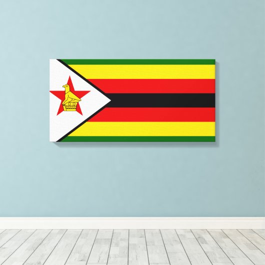 Vlag van Zimbabwe Canvas Afdruk (Insitu (Houten vloer))
