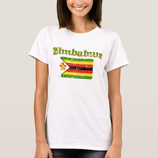 Vlag van Zimbabwe op het ontwerp van shirt (Voorkant)