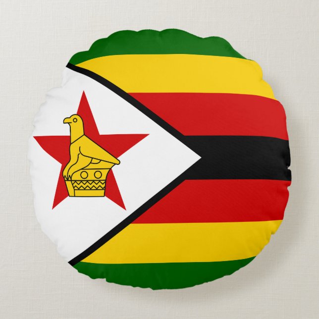 Vlag van Zimbabwe Rond Kussen (Voorkant)