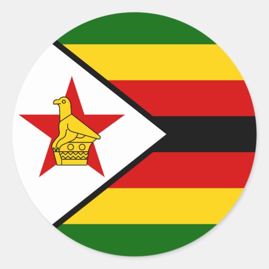 Vlag van Zimbabwe Ronde Sticker (Voorkant)