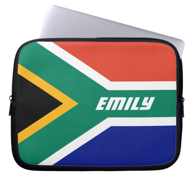 Vlag van Zuid-Afrika gepersonaliseerd Laptop Sleeve (Voorkant)