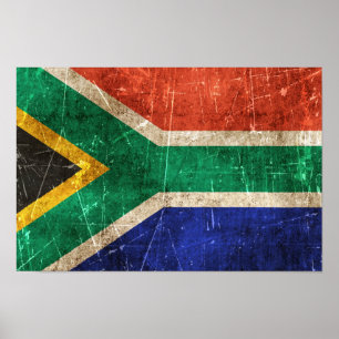  vlag van Zuid-Afrika, met een ouderdom en een kra Poster