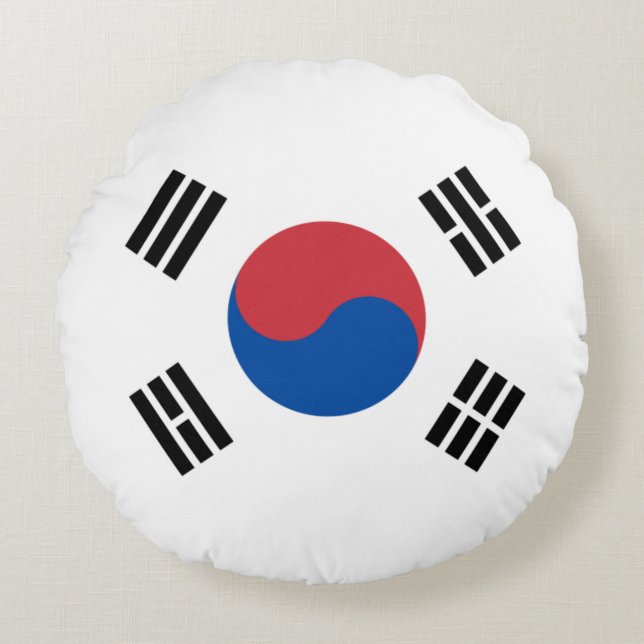 Vlag van Zuid-Korea (Republiek Korea) Rond Kussen (Voorkant)