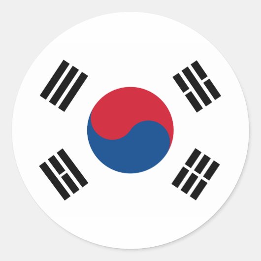 Vlag van Zuid-Korea Ronde Sticker (Voorkant)