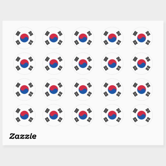 Vlag van Zuid-Korea Ronde Sticker (Vel)