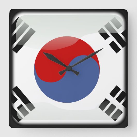 Vlag van Zuid-Korea Vierkante Klok (Voorkant)