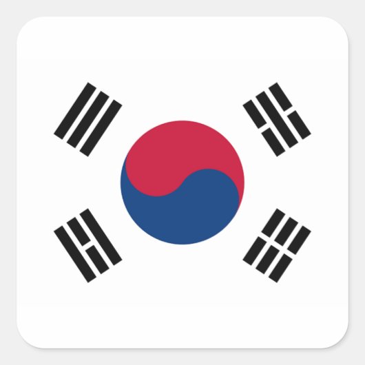 Vlag van Zuid-Korea Vierkante Sticker (Voorkant)