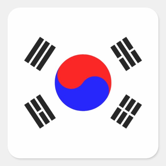 Vlag van Zuid-Korea Vierkante Sticker (Voorkant)