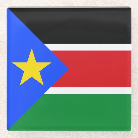 Vlag van Zuid-Soedan Glazen Onderzetter (Voorkant)