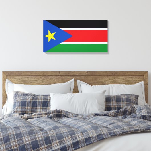 Vlag van Zuid-Sudan (Afrika) Canvas Afdruk (Insitu (Slaapkamer))
