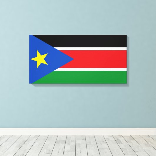 Vlag van Zuid-Sudan (Afrika) Canvas Afdruk (Insitu (Houten vloer))