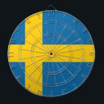 Vlag van Zweden Dartbord<br><div class="desc">Vlag van Zweden: "För Sverige - I tiden" → Altijd voor Zweden" of "Op onze tijd voor Zweden". Het bestaat uit een geel Scandinavisch kruis op een mooie blauwe achtergrond.</div>
