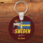  vlag van Zweden en mose souvenir Sleutelhanger (Voorkant)