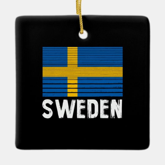 Vlag van Zweden Keramisch Ornament (Voorkant)