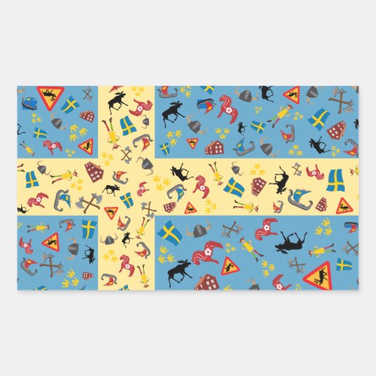 Vlag van Zweden met cultuur iconen sticker (Voorkant)