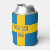 Vlag van Zweden met drie kronen van Zweden toegevo Blikjeskoeler (Blikje Voorkant)