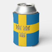 Vlag van Zweden met drie kronen van Zweden toegevo Blikjeskoeler (Blikje Achterkant)