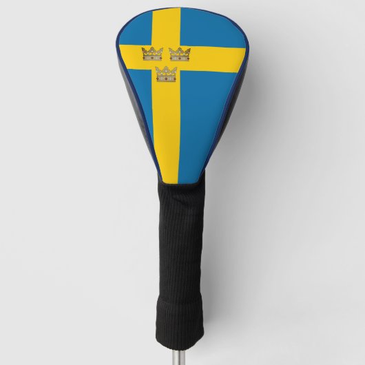 Vlag van Zweden met drie kronen van Zweden toegevo Golfheadcover (Voorkant)
