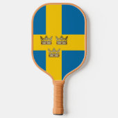 Vlag van Zweden met drie kronen van Zweden toegevo Pickleball Paddle (Achterkant)