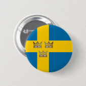 Vlag van Zweden met drie kronen van Zweden toegevo Ronde Button 5,7 Cm (Voorkant /achterkant)