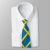 Vlag van Zweden met drie kronen van Zweden toegevo Stropdas (Gebonden)